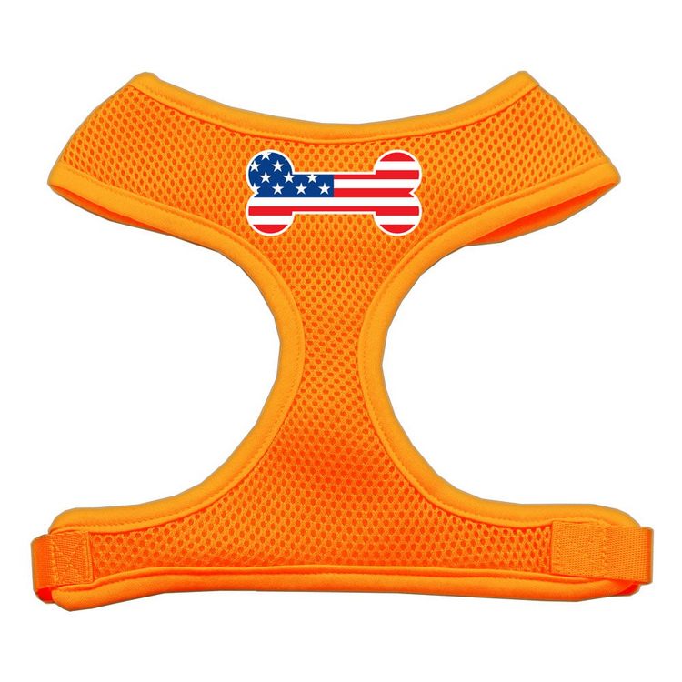 Bone Flag USA Screen Print Screen Print Mesh Pet Harness Orange